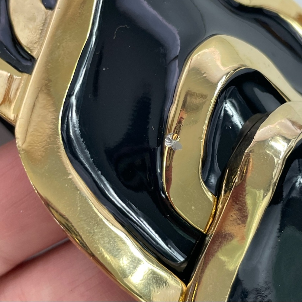 80s Black & Gold Oyster Statement Buckle Belt - Picture 4 of 15
